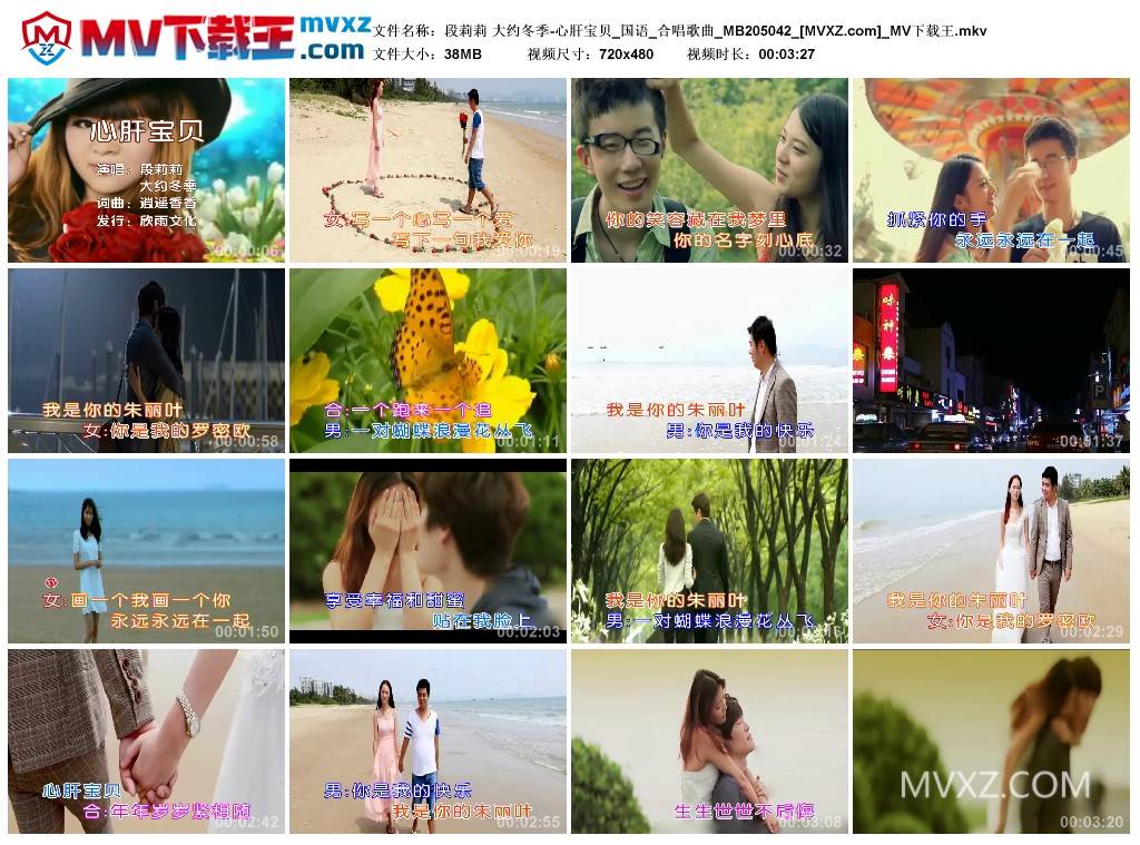 段莉莉 大约冬季-心肝宝贝_国语_合唱歌曲_MB205042